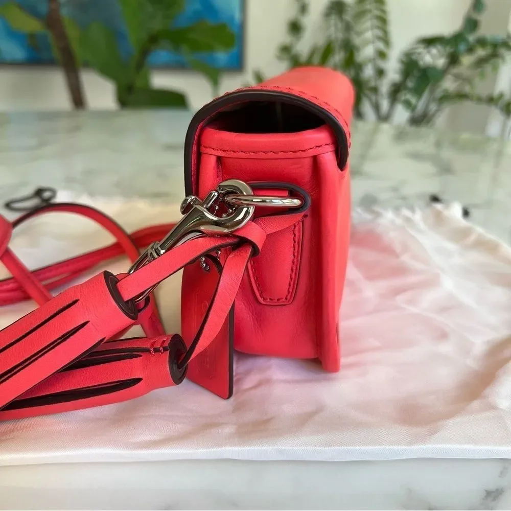 NWOT Coach Legacy Leather Penny Shoulder Crossbody Bag 19914 Bright Coral Pink